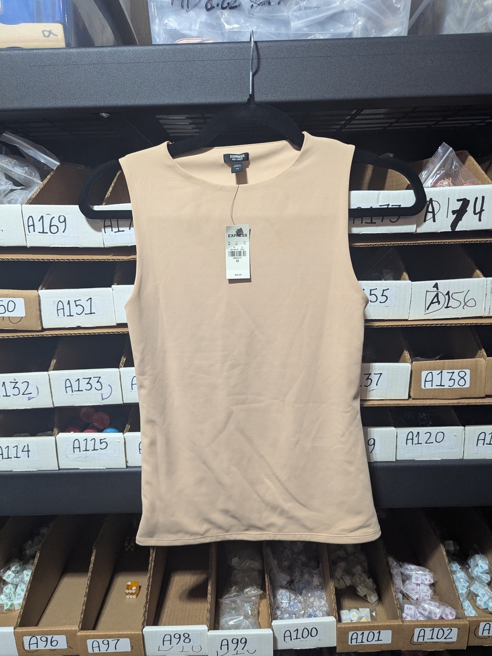Express Sleeveless Crewneck Tank Top in Light Beige XS